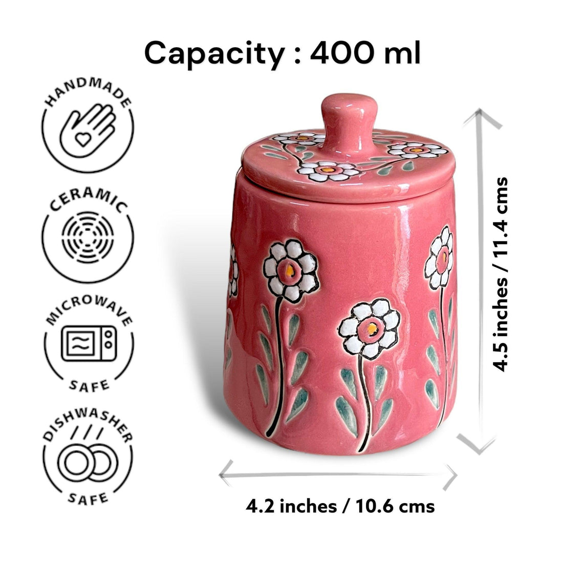 Floral Pink Jar - Clayful Homes