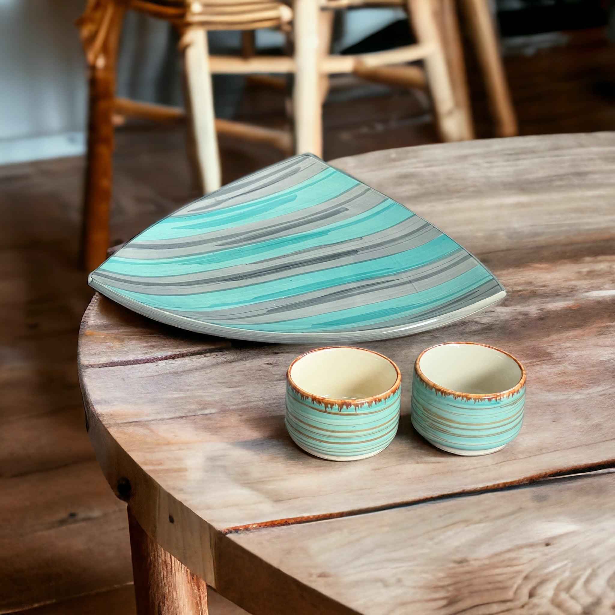 Triangle Platter with Dips - Clayful Homes