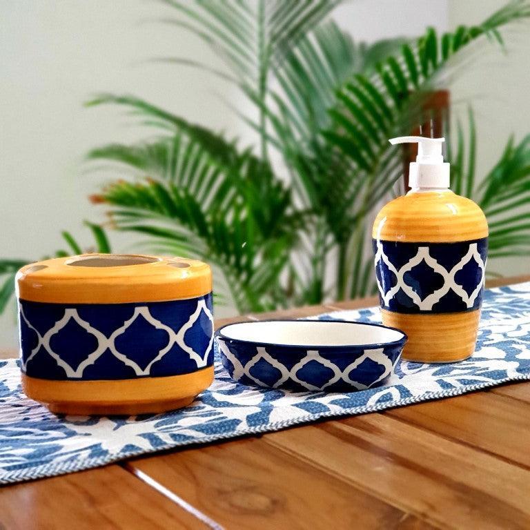 Yellow Blue Morroco Bathroom Set - Clayful Homes