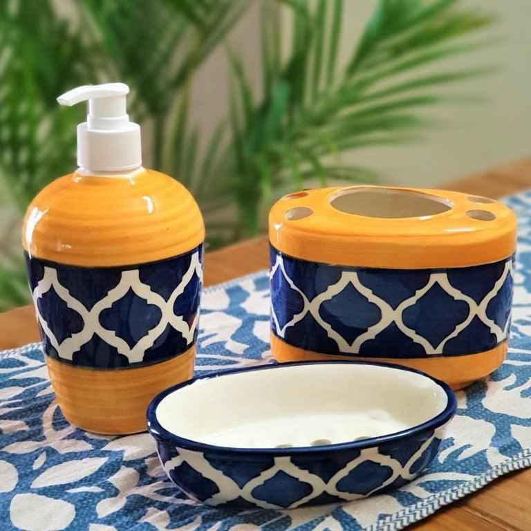Yellow Blue Morroco Bathroom Set - Clayful Homes