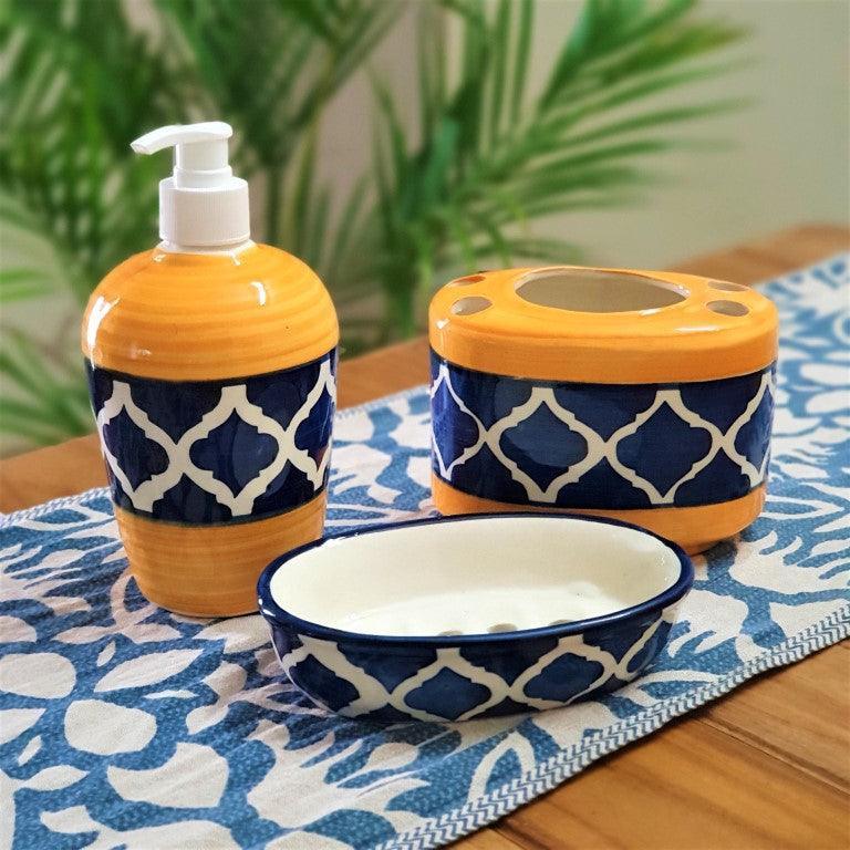 Yellow Blue Morroco Bathroom Set - Clayful Homes