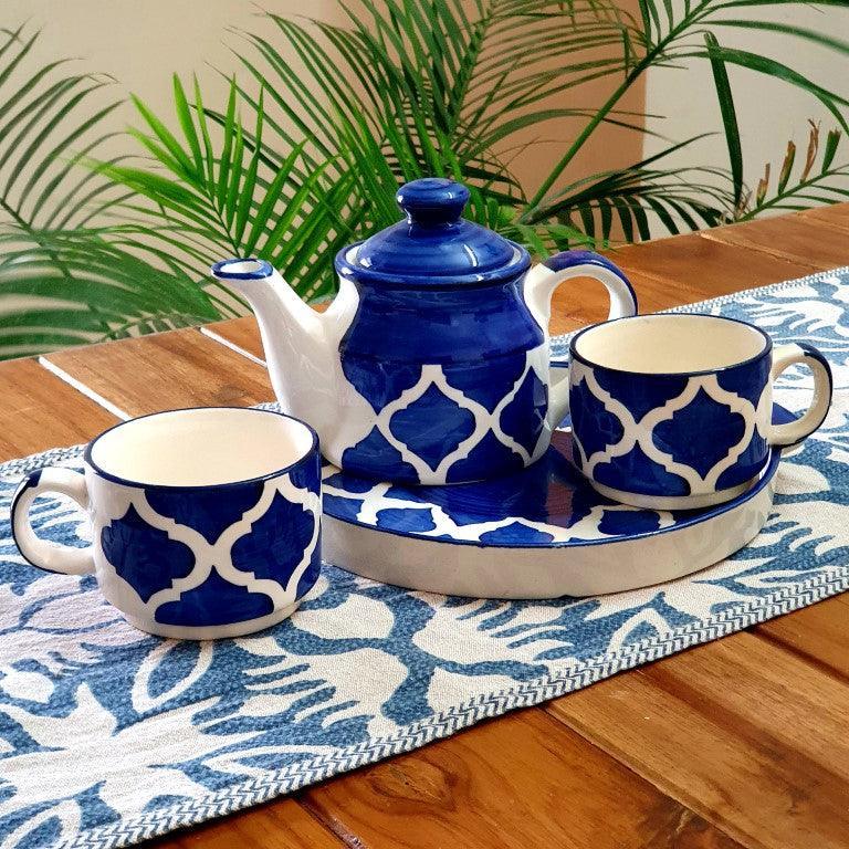 Two Royal Blue Teapot Set - Clayful Homes