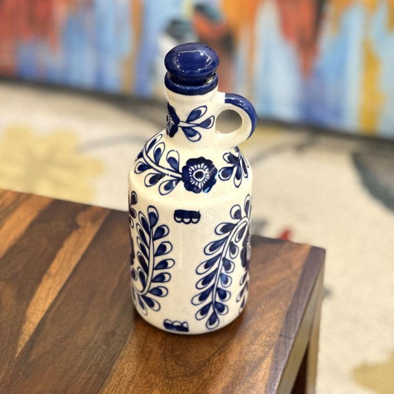 Blue Kalamkari Oil Bottle - Clayful Homes