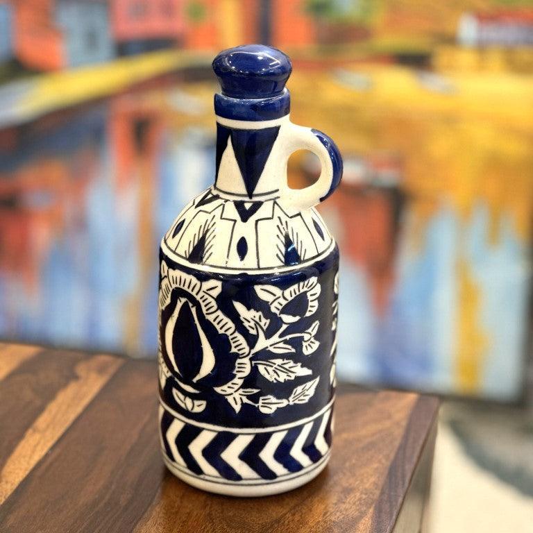 Blue Mughal Flower Oil Bottle - Clayful Homes