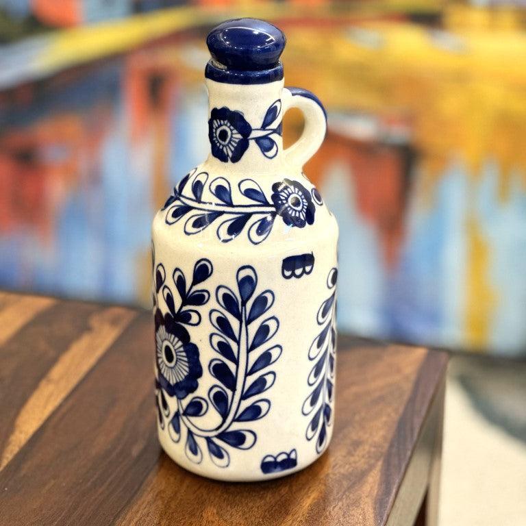 Blue Kalamkari Oil Bottle - Clayful Homes