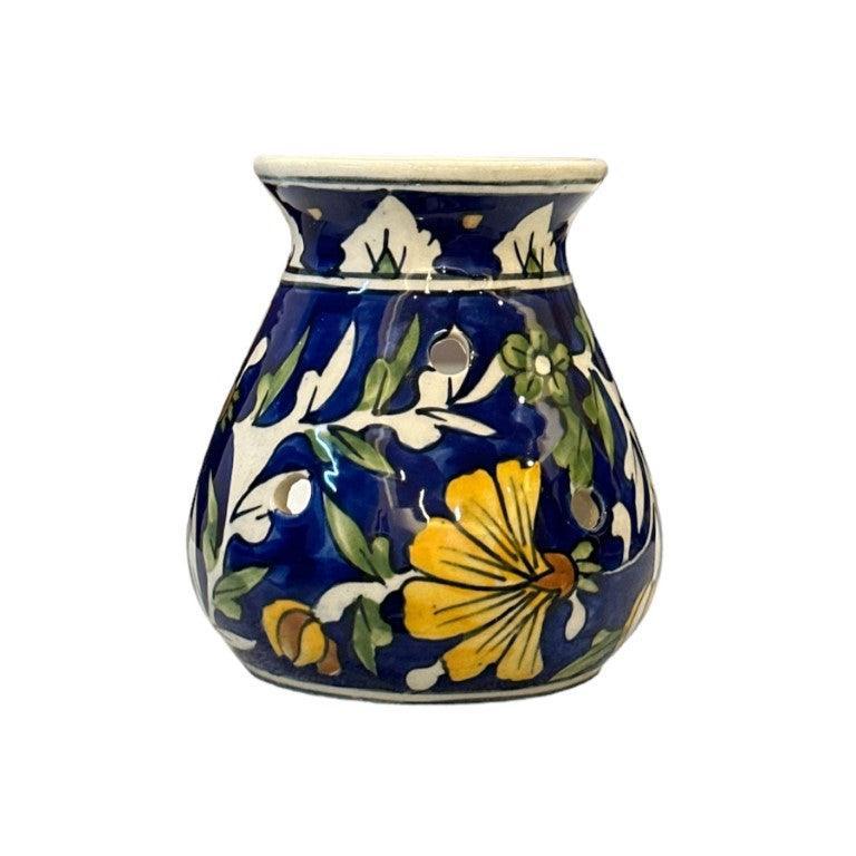 Hand Painted Ceramic Aroma Oil Diffuser Set of 1 (Blue 4.5 Inch) - Clayful Homes