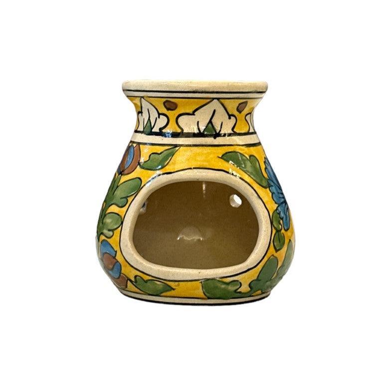 Hand Painted Ceramic Aroma Oil Diffuser Set of 1 (Yellow, 4.5 Inch) - Clayful Homes