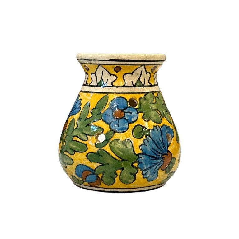 Hand Painted Ceramic Aroma Oil Diffuser Set of 1 (Yellow, 4.5 Inch) - Clayful Homes