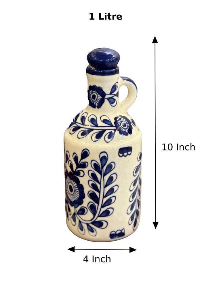 Blue Kalamkari Oil Bottle - Clayful Homes