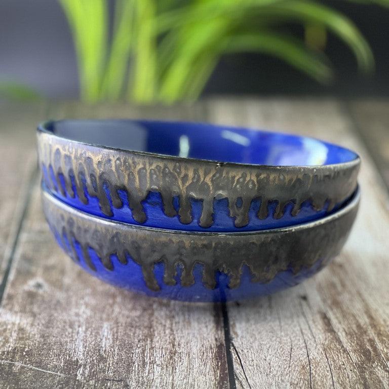 Lava Blue Set of 2 Serving Bowls - Clayful Homes