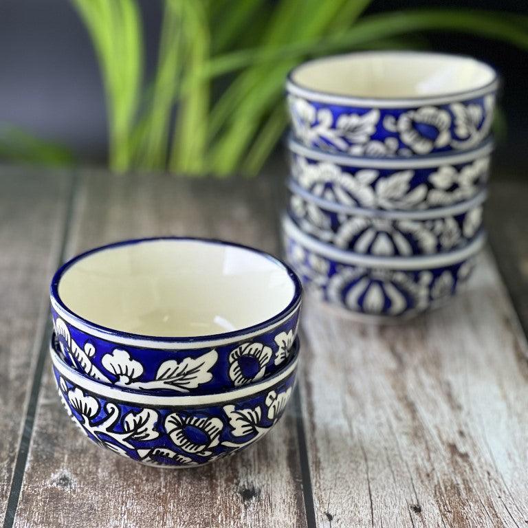 Blue Mughal Set of 6 Dinner Bowls - Clayful Homes