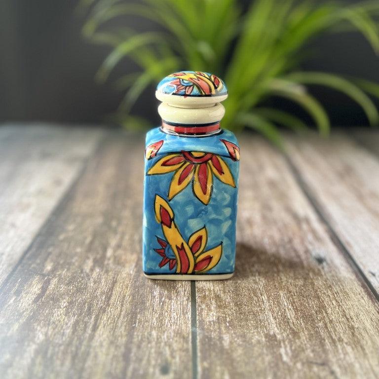 Hand Painted Air Tight Ceramic Jars With Stand - Clayful Homes