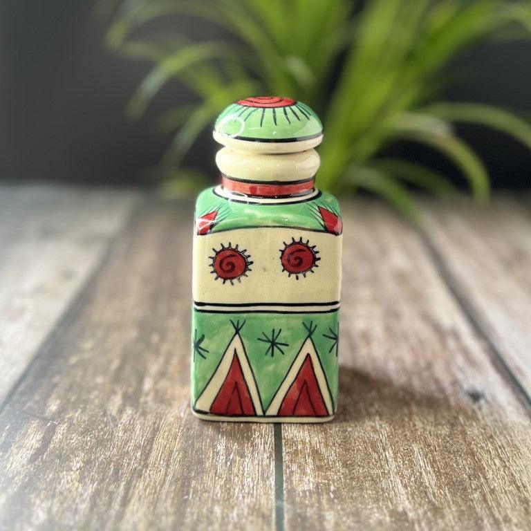 Hand Painted Air Tight Ceramic Jars With Stand - Clayful Homes