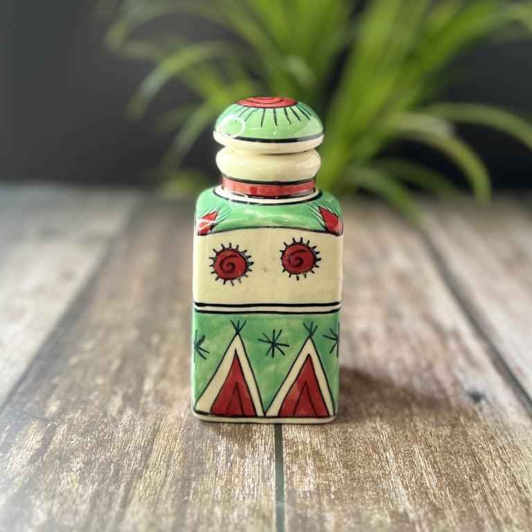 Hand Painted Air Tight Ceramic Jars With Stand - Clayful Homes