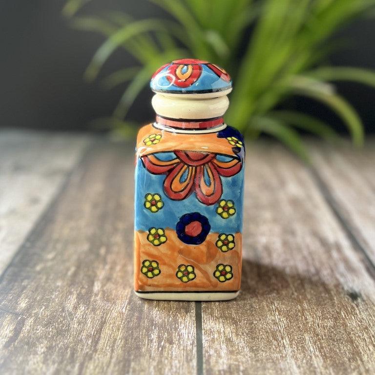 Hand Painted Air Tight Ceramic Jars With Stand - Clayful Homes