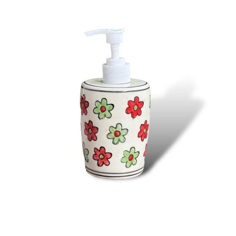 Liquid Handwash Soap Dispenser Ceramic Bottle (250ml, Red Green , Small) - Clayful Homes