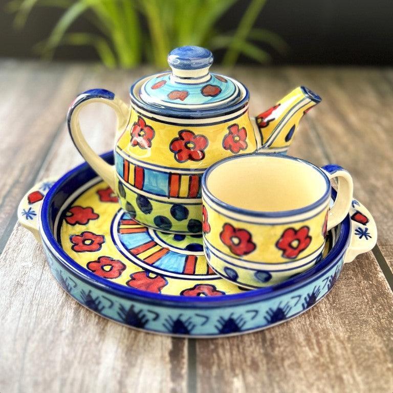 Red Flower Teapot Set - Clayful Homes