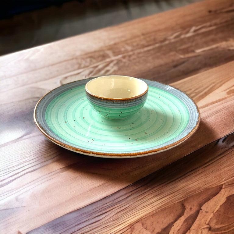 Green & Brown Dinnerware Set (12 Pcs) - Clayful Homes