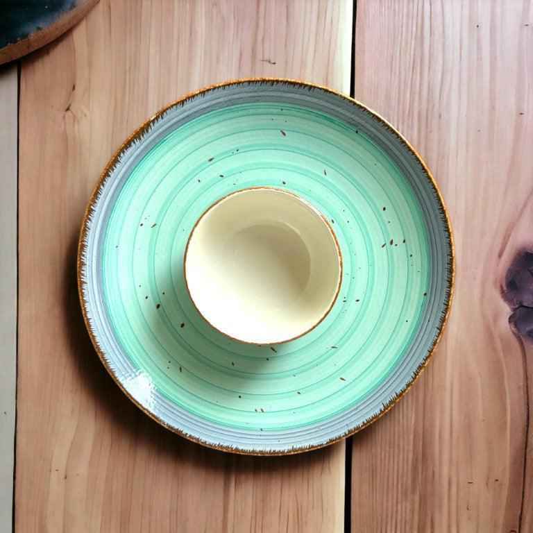 Green & Brown Dinnerware Set (12 Pcs) - Clayful Homes