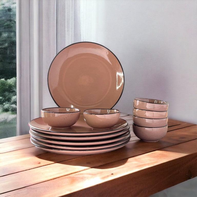 Coffee Brown Dinner Set (12 Pcs) - Clayful Homes
