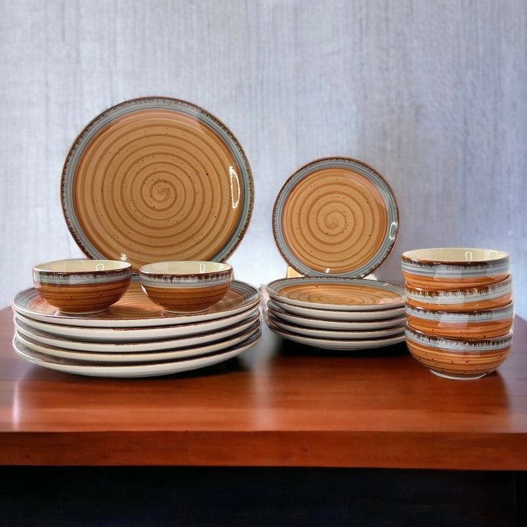 Brown & Grey Dinner Set (18 Pcs) - Clayful Homes