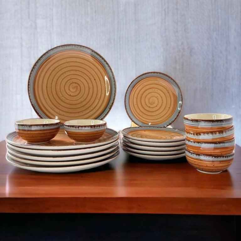 Brown & Grey Dinner Set (18 Pcs) - Clayful Homes