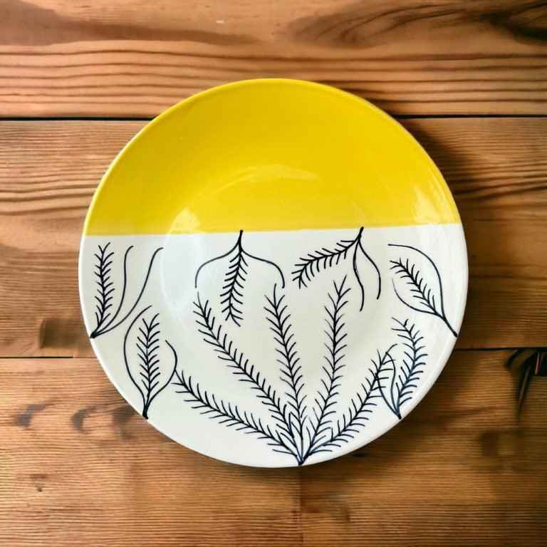 Yellow & White Dinnerware Set (12 Pcs) - Clayful Homes