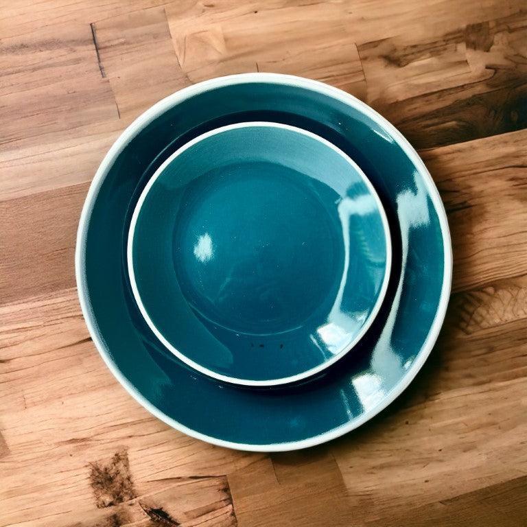 Peacock Green Dinner Set (12 Pcs) - Clayful Homes