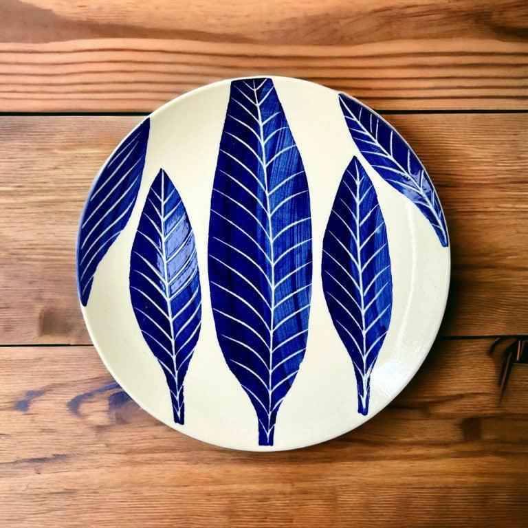 Blue Leaf Dinner Set (18 Pcs) - Clayful Homes