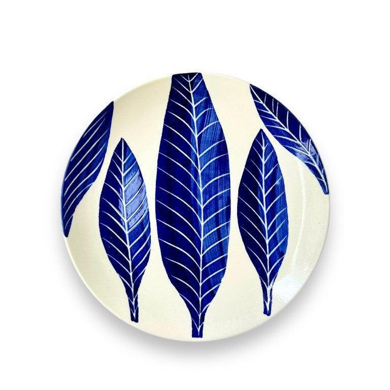 Blue Leaf Dinnerware Set (12 Pcs) - Clayful Homes