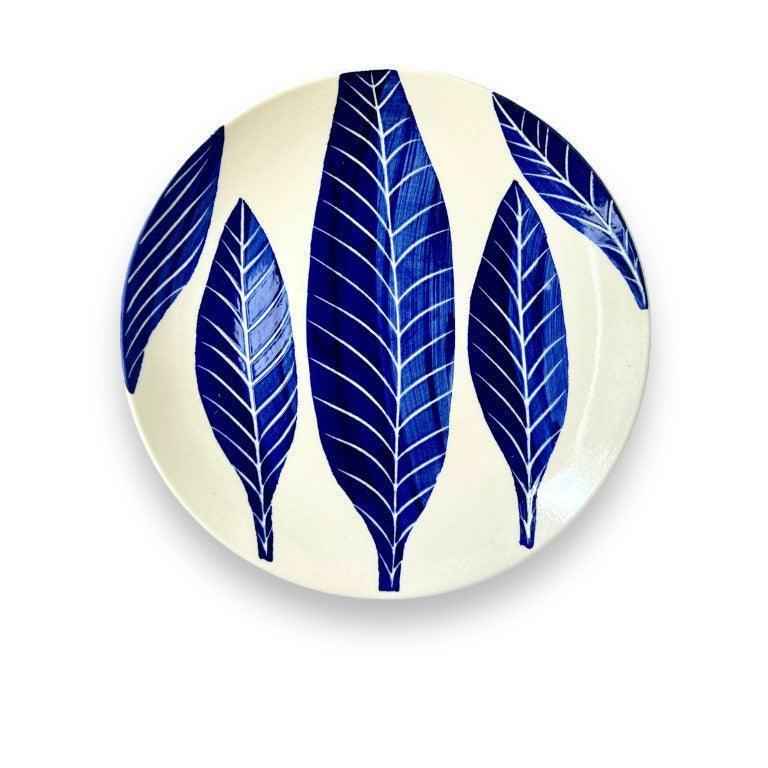 Blue Leaf Dinnerware Set (12 Pcs) - Clayful Homes