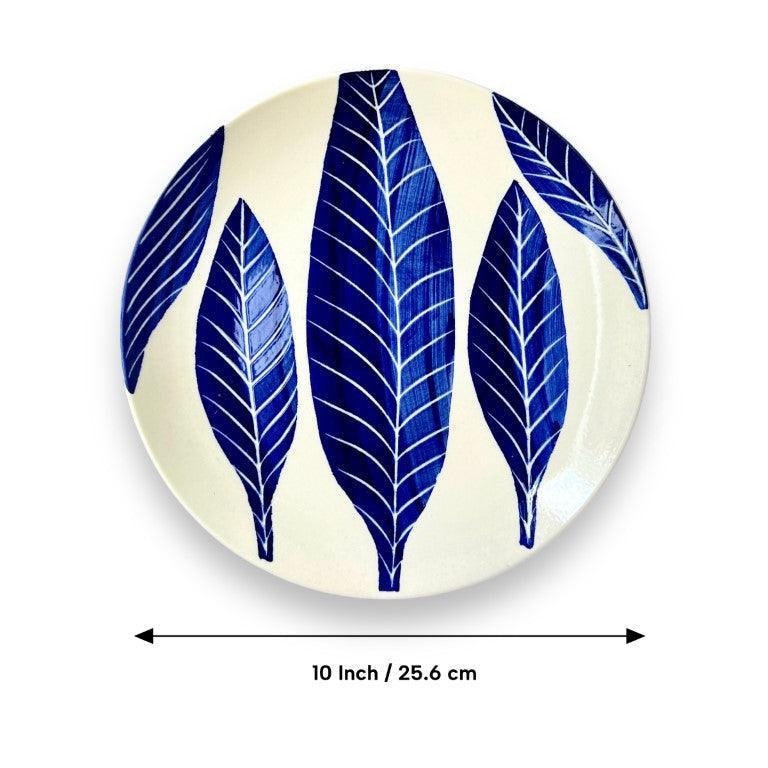 Blue Leaf Dinnerware Set (12 Pcs) - Clayful Homes