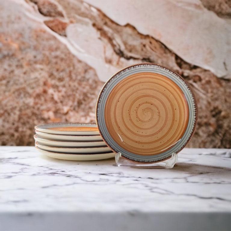 Brown & Grey Quarter Plates (7 Inch, Set of 6) - Clayful Homes