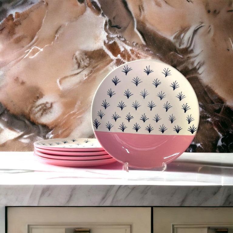 Pink and White Dinner Set (6 Pcs) - Clayful Homes