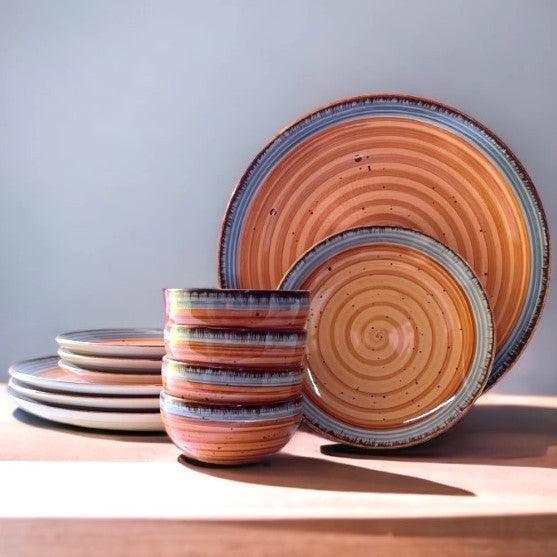 Brown & Grey Dinnerware Set (12 Pcs) - Clayful Homes