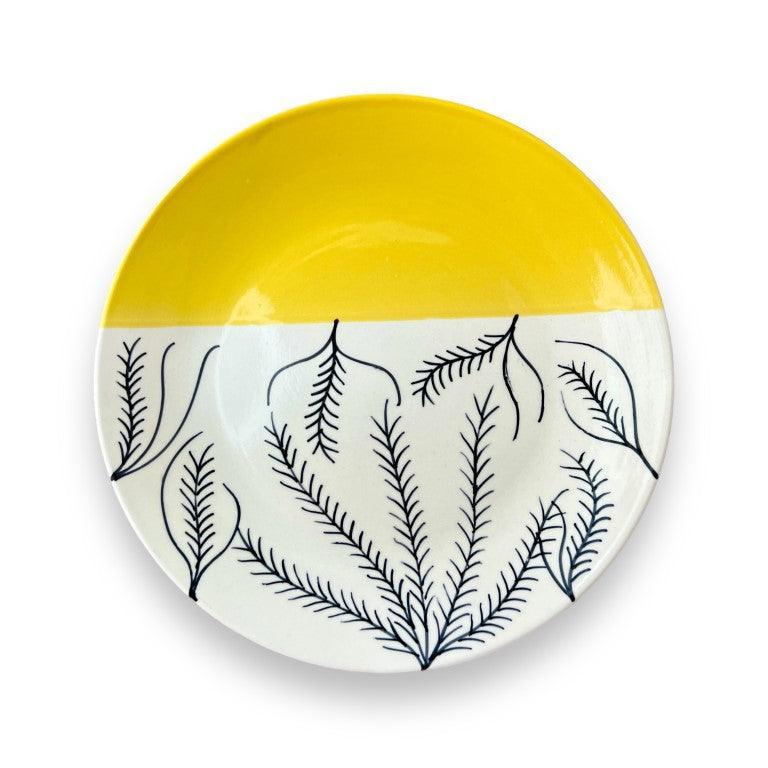 Yellow & White Dinnerware Set (12 Pcs) - Clayful Homes