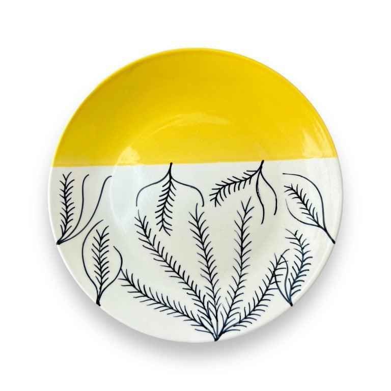 Yellow & White Dinnerware Set (12 Pcs) - Clayful Homes