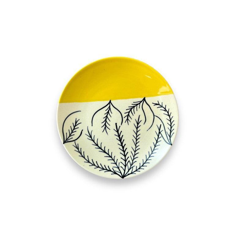 Yellow & White Quarter Plates (7 Inch, Set of 6) - Clayful Homes