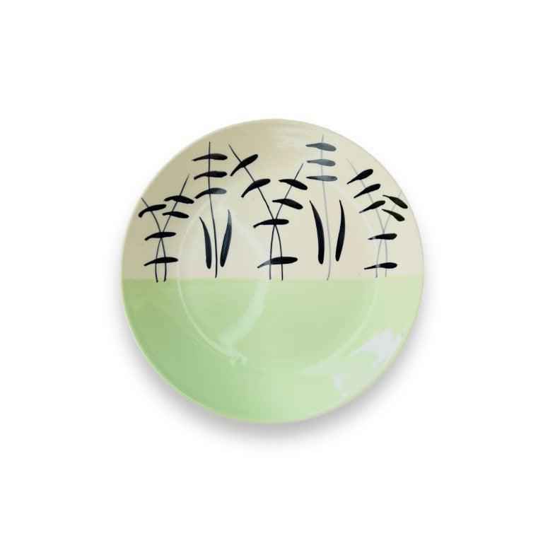Green & White Dinnerware Set (12 Pcs) - Clayful Homes