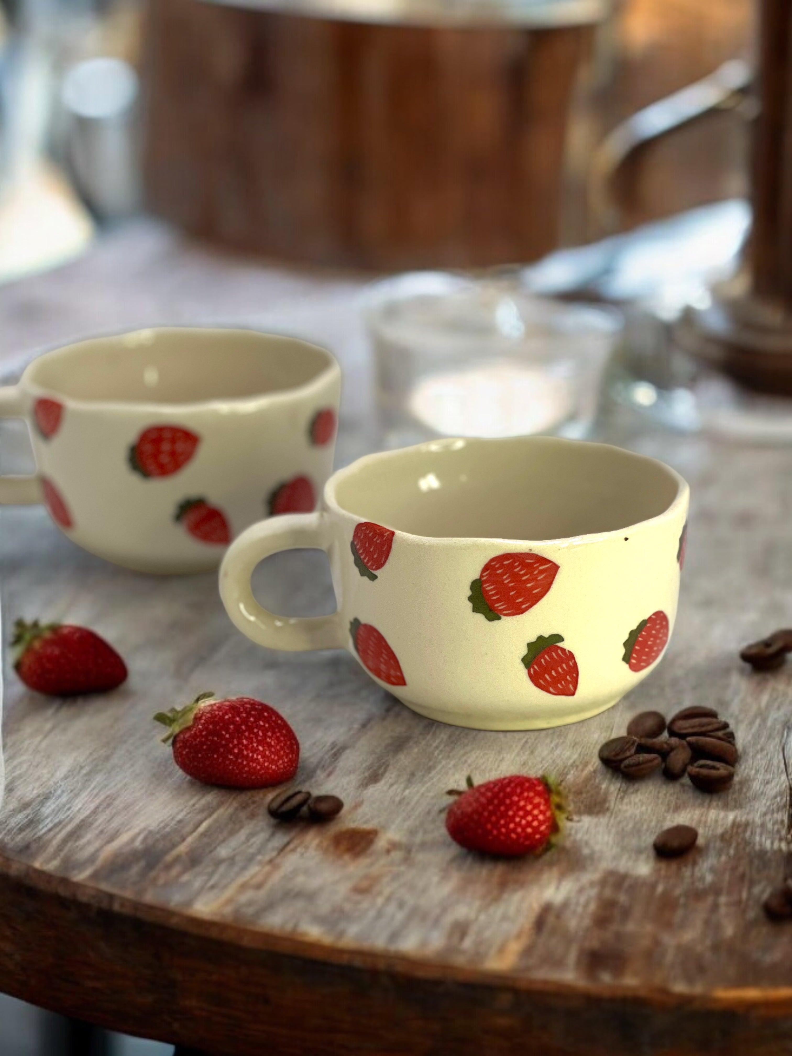 Cappuccino Mug Strawberry - Clayful Homes