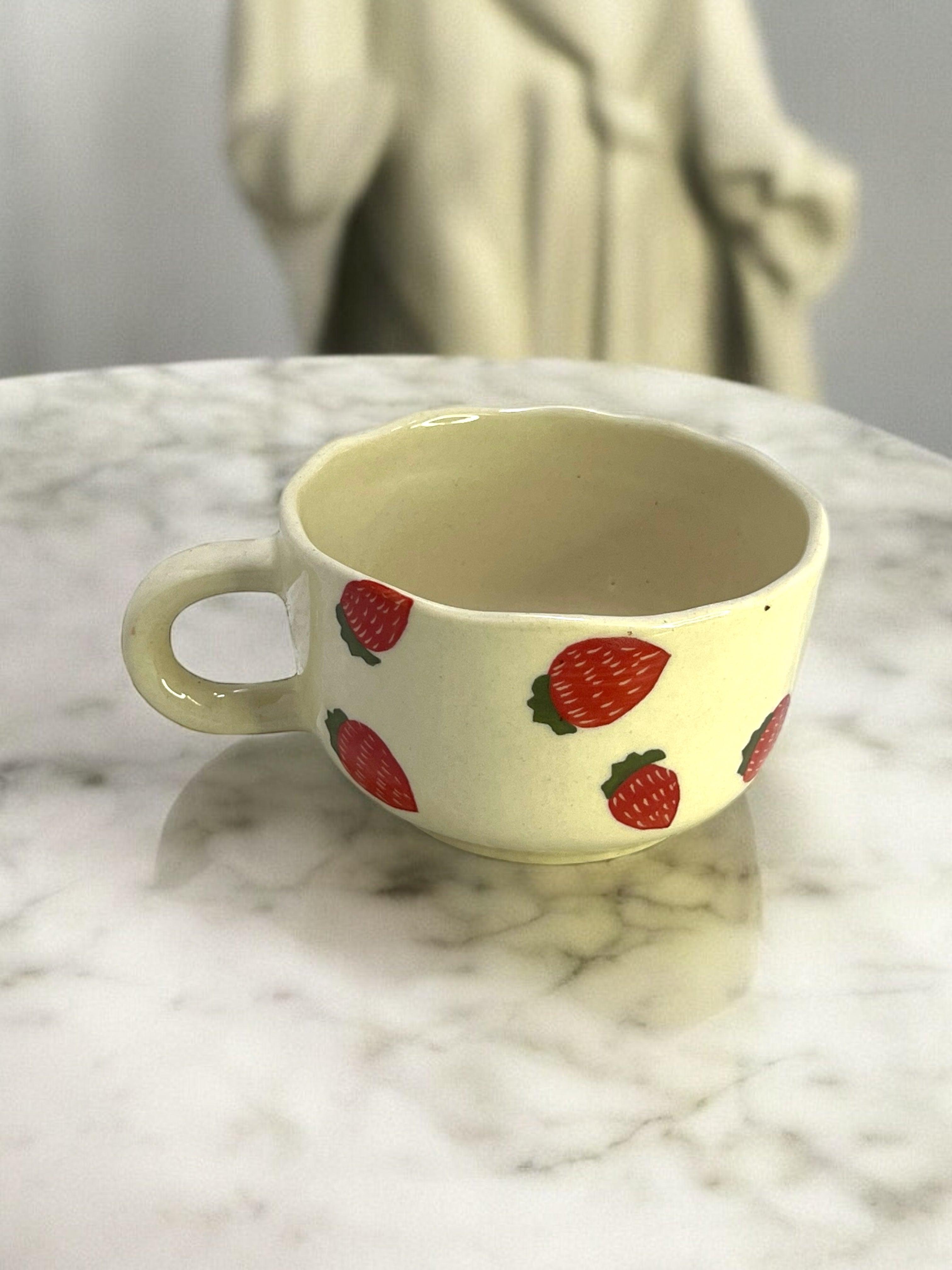 Cappuccino Mug Strawberry - Clayful Homes