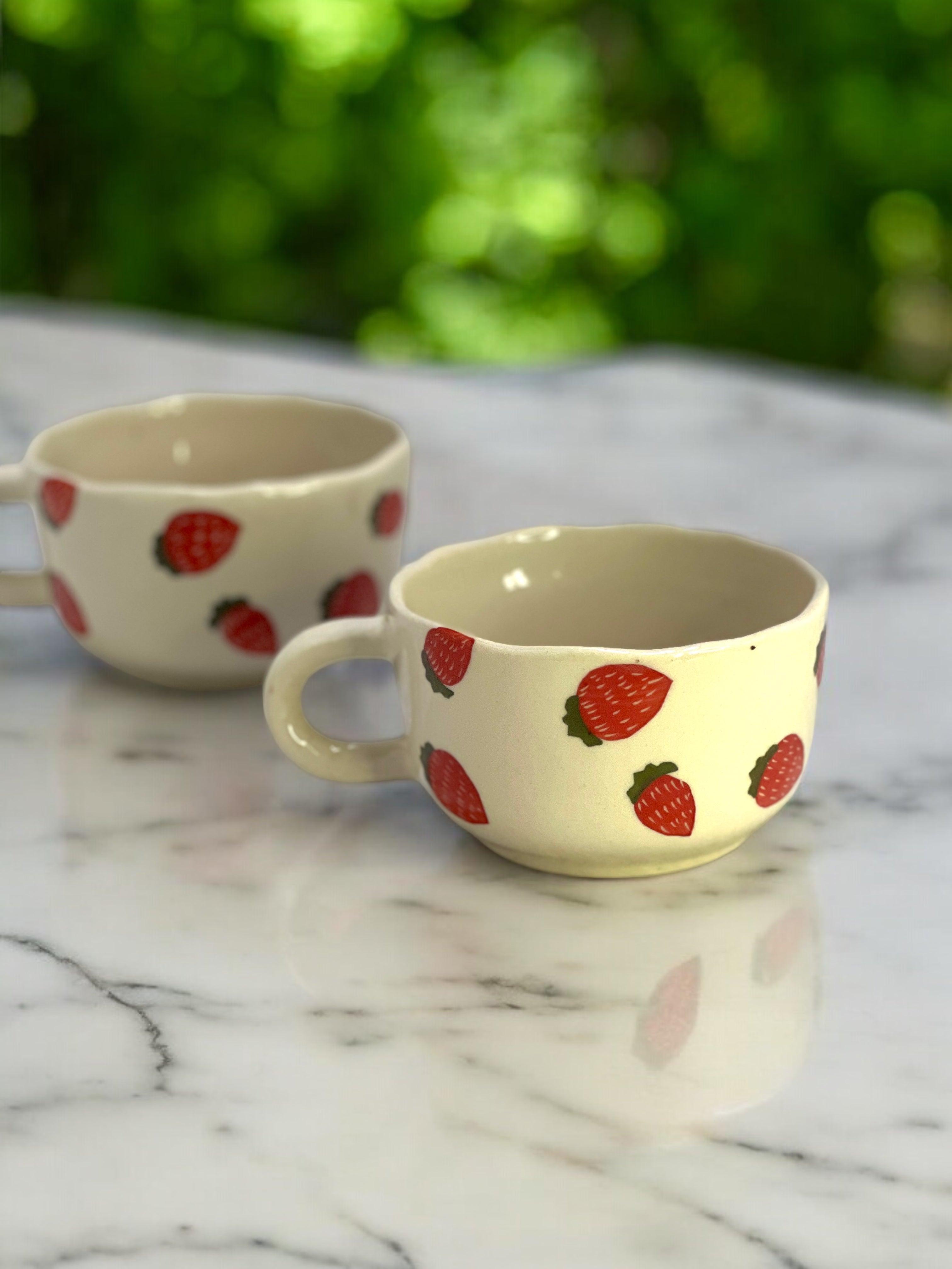 Cappuccino Mug Strawberry - Clayful Homes