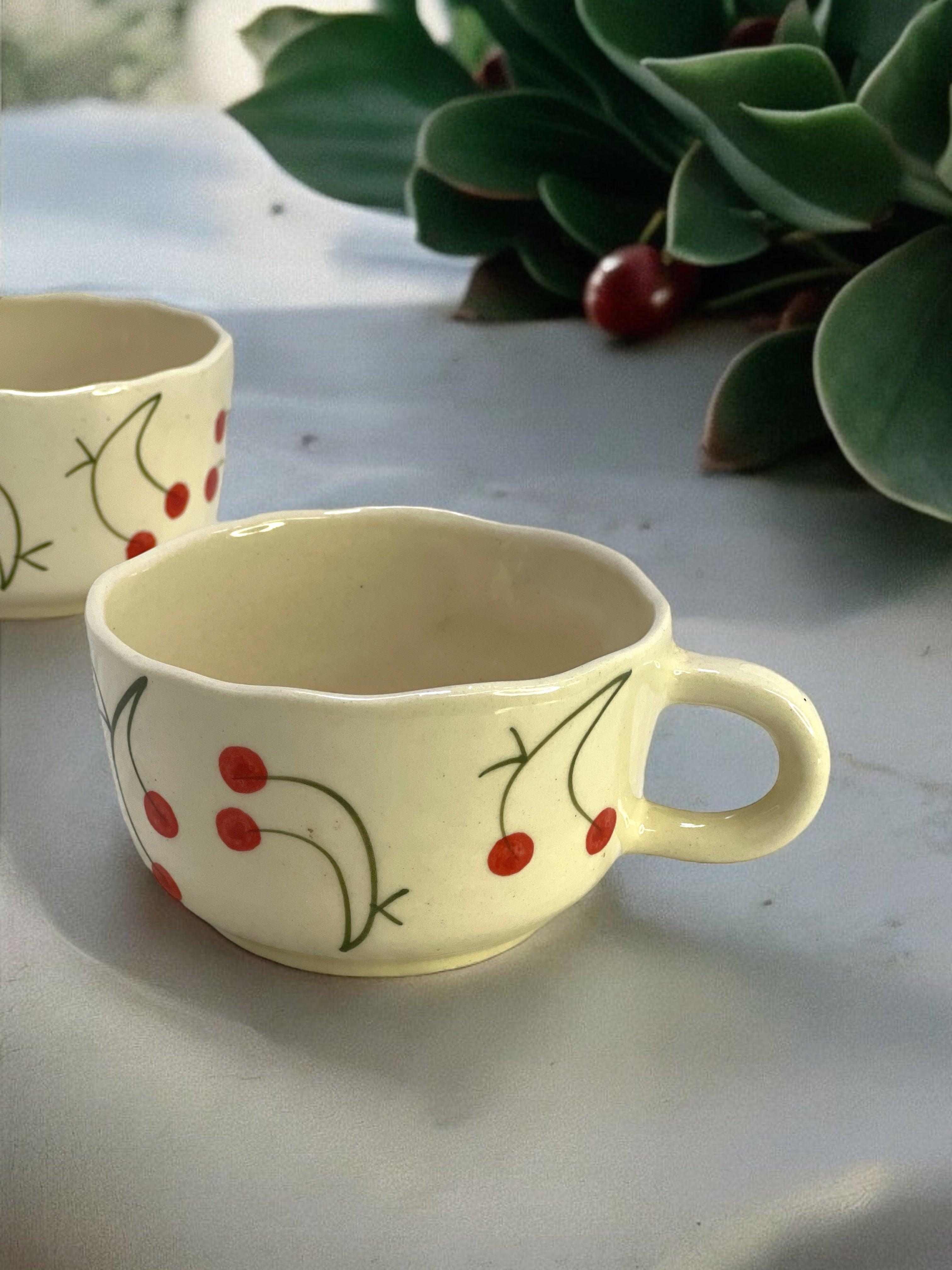 Cappuccino Mug Cherry - Clayful Homes