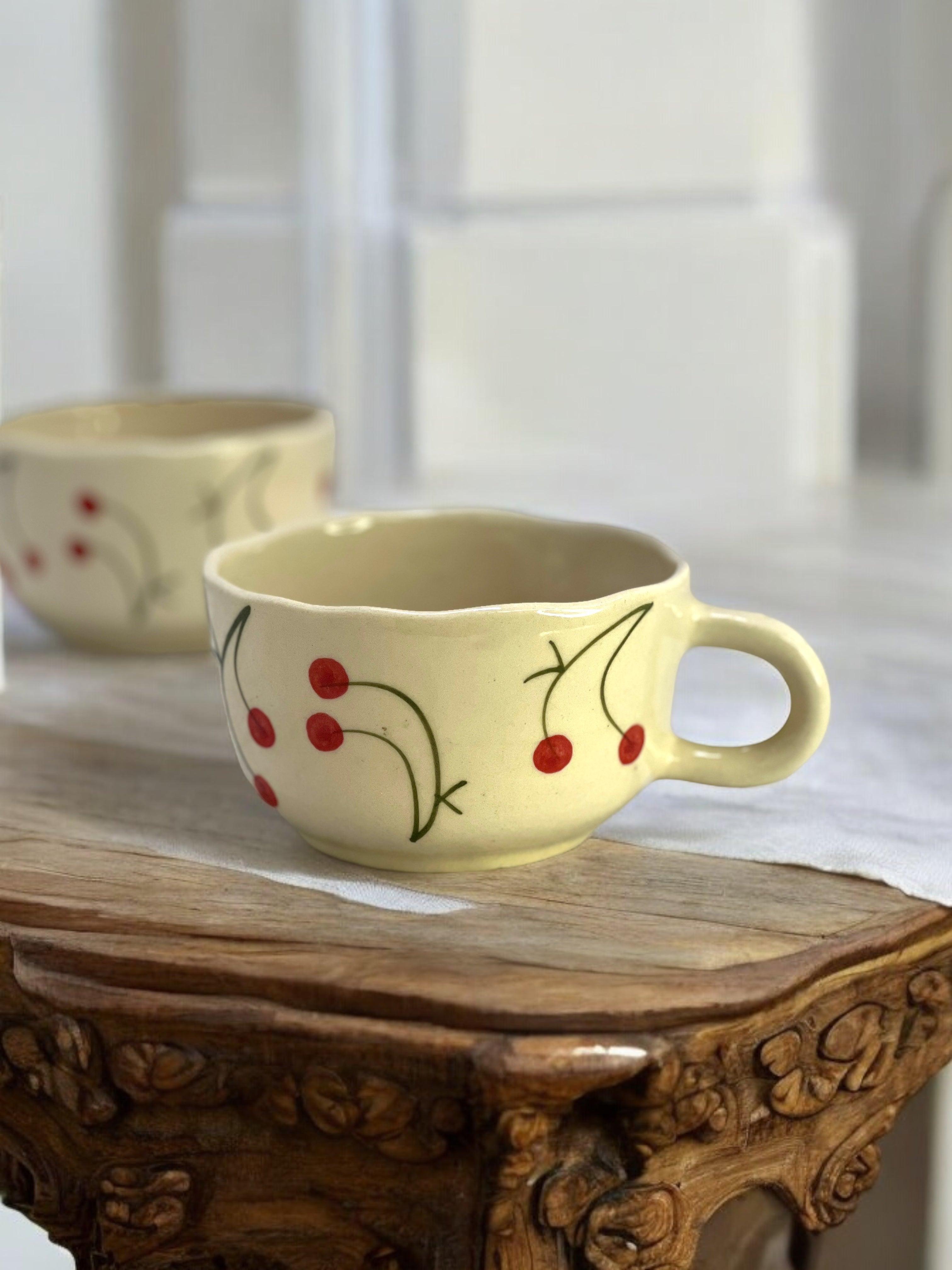Cappuccino Mug Cherry - Clayful Homes