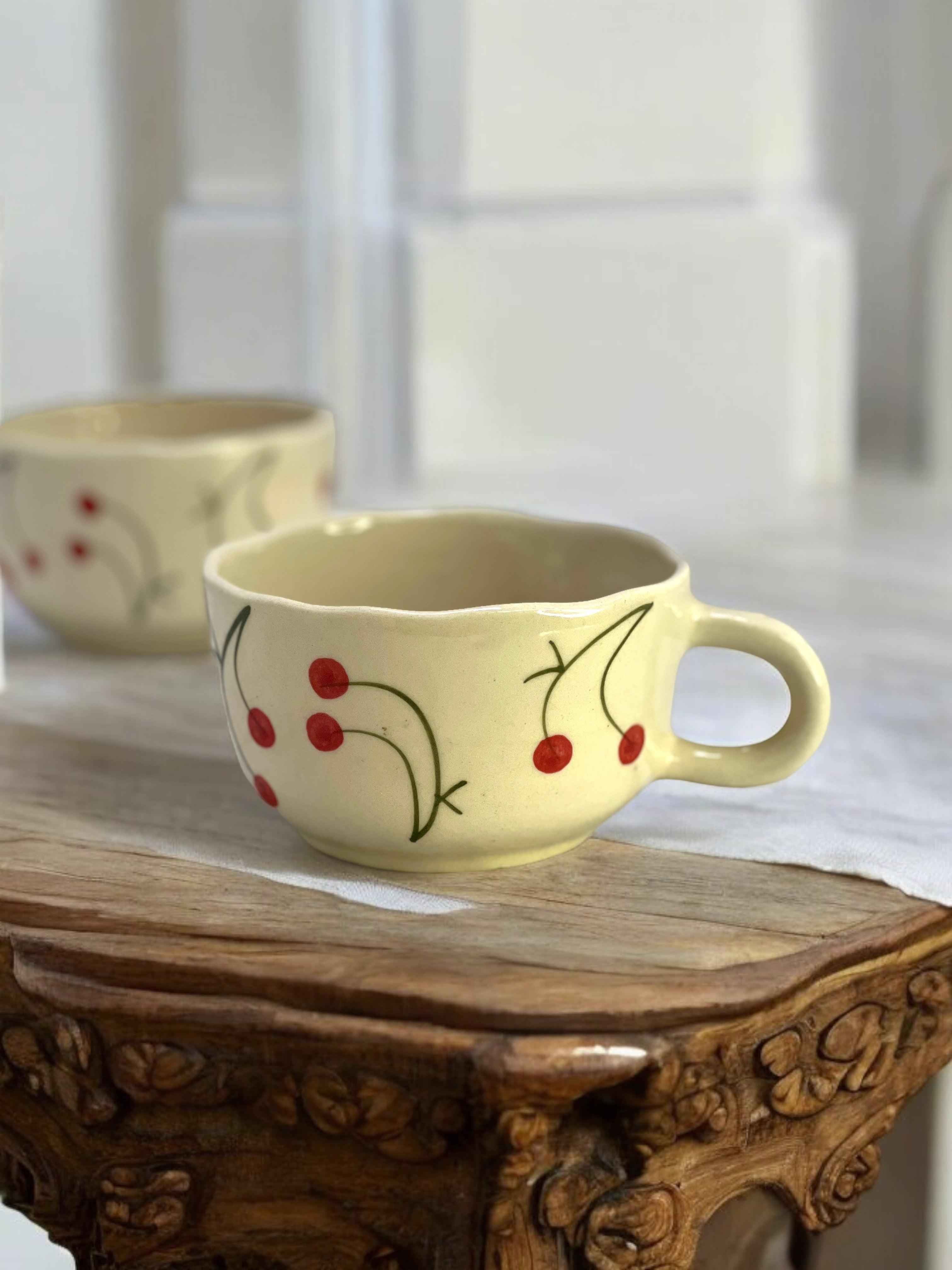 Cappuccino Mug Cherry - Clayful Homes