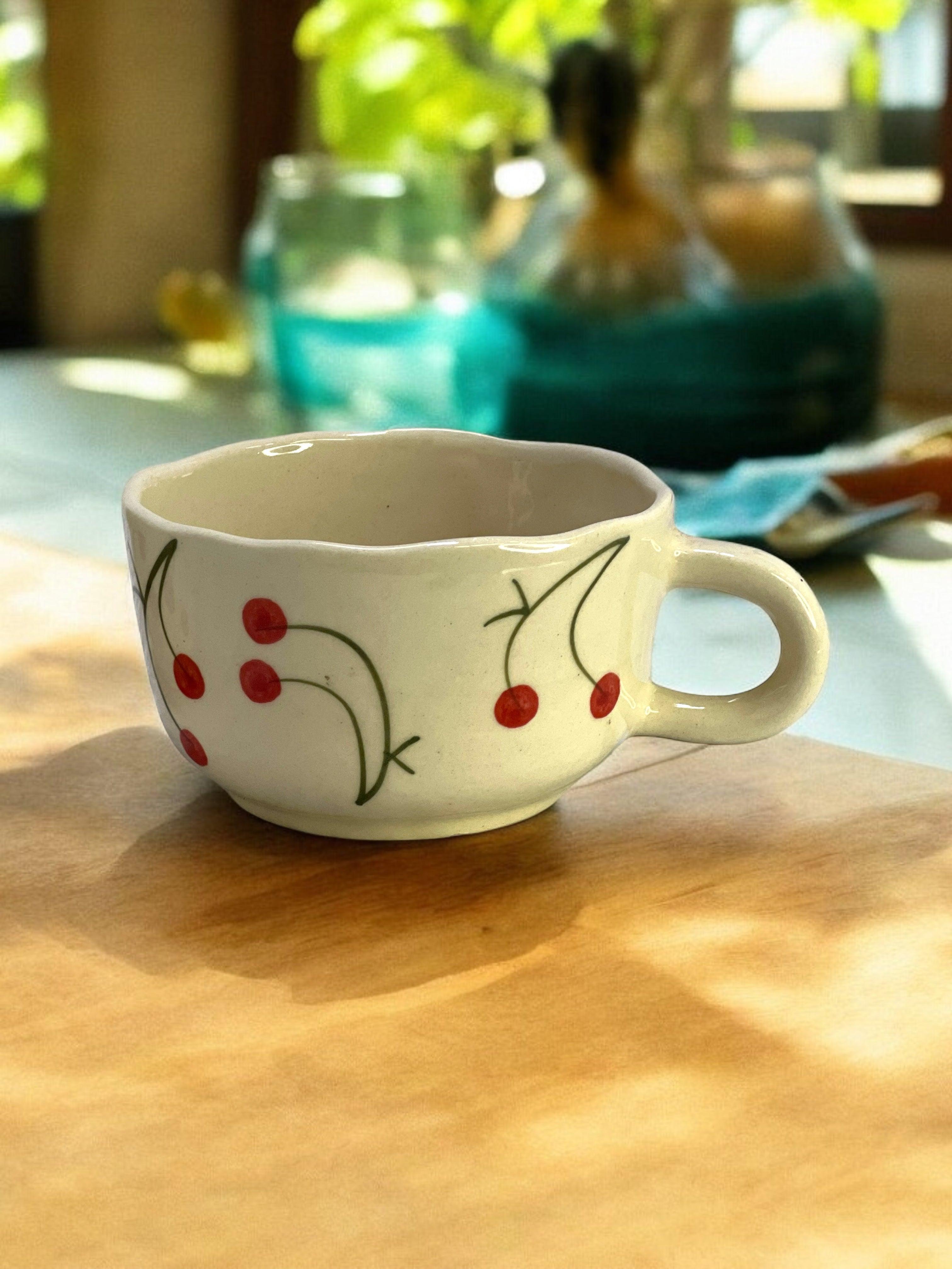 Cappuccino Mug Cherry - Clayful Homes