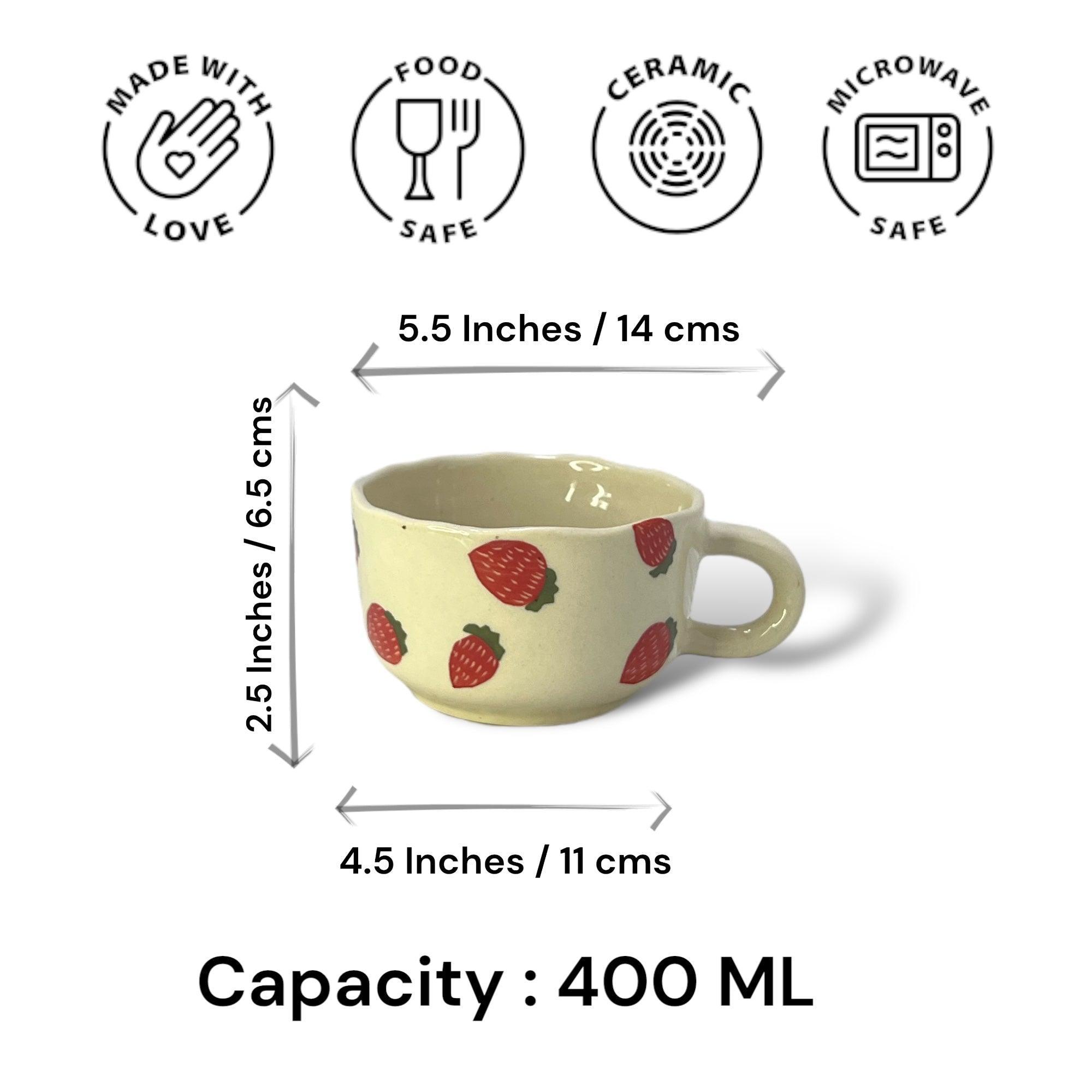 Cappuccino Mug Strawberry - Clayful Homes