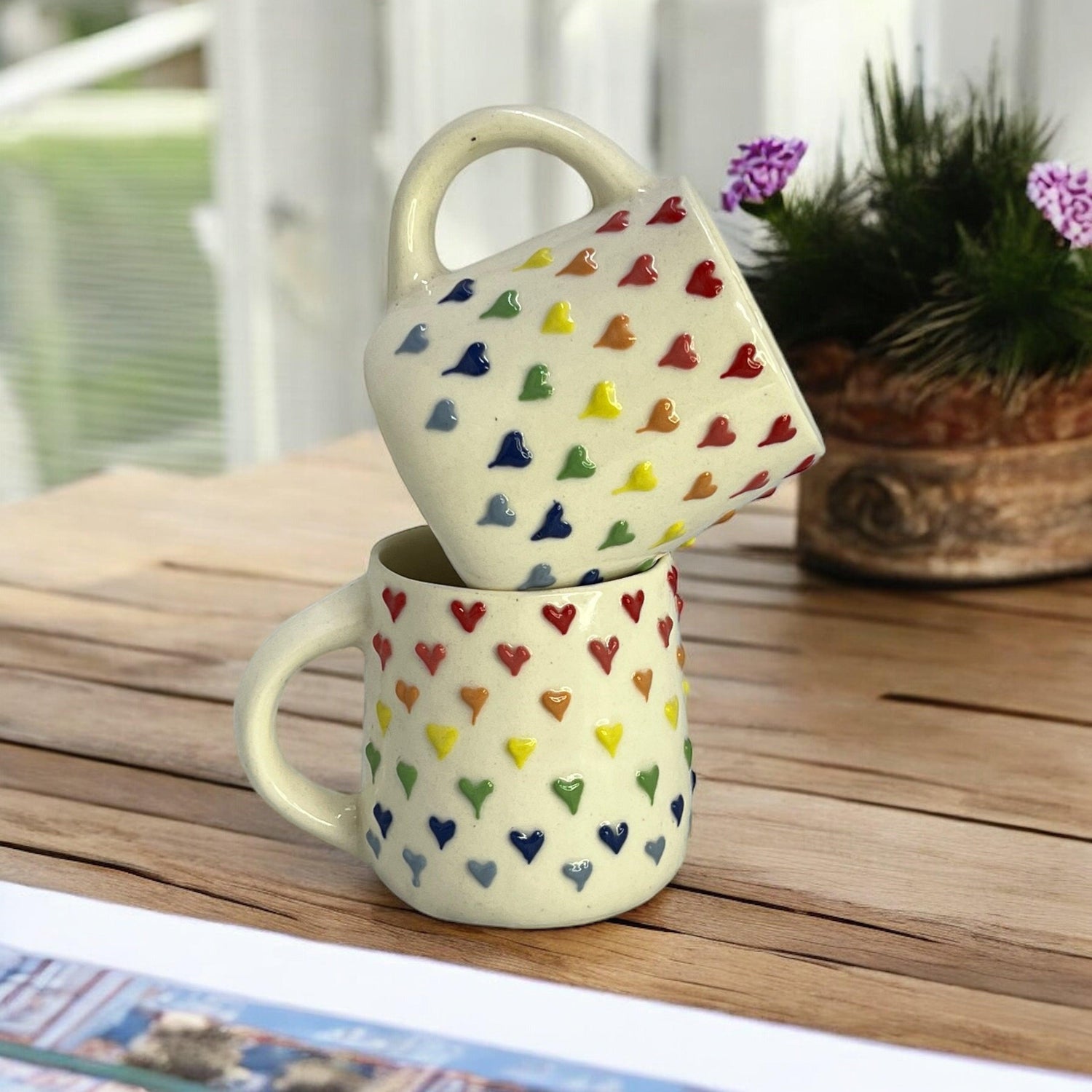Colorful Hearts Mugs - Clayful Homes