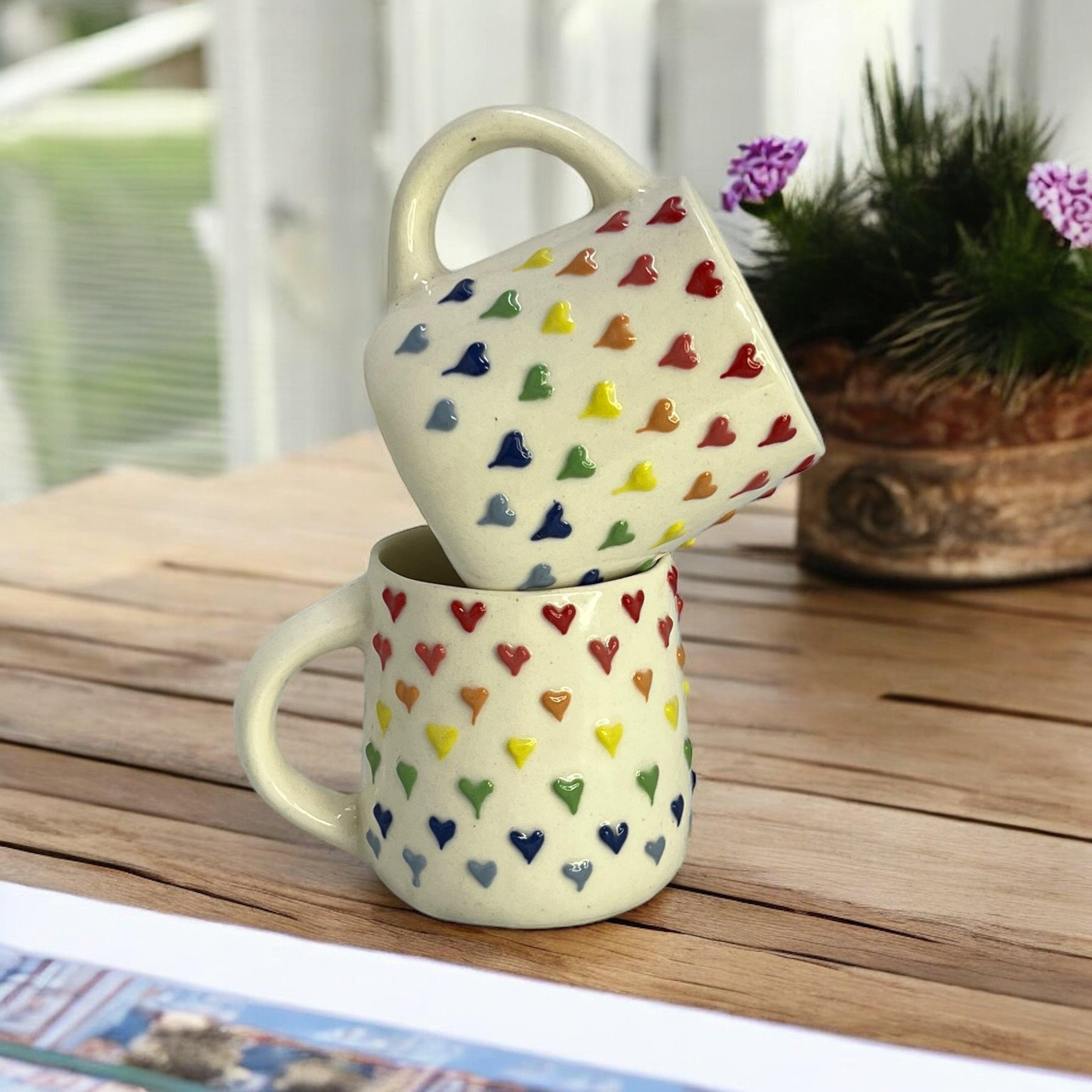 Colorful Hearts Mugs - Clayful Homes