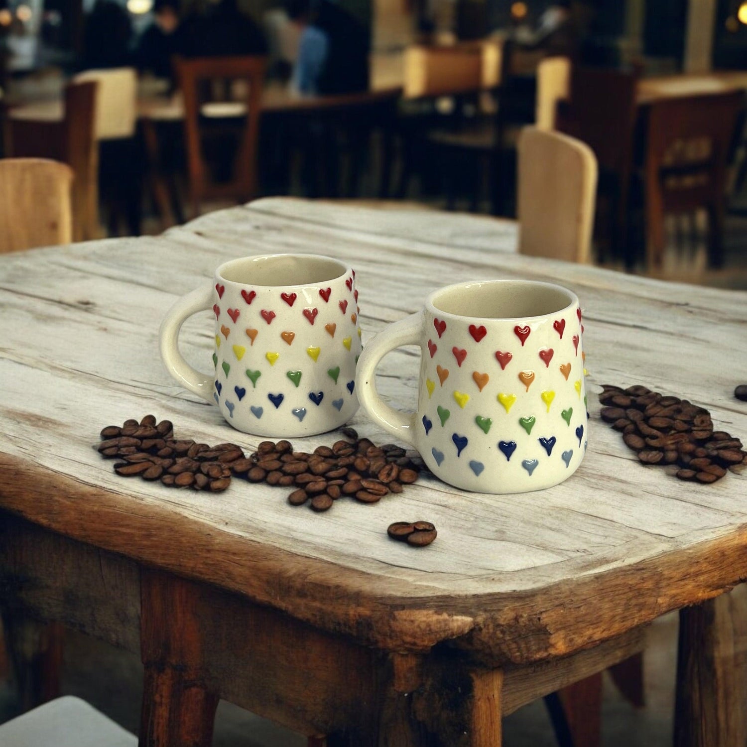 Colorful Hearts Mugs - Clayful Homes